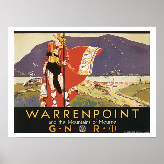Poster Viagens vintage Warrenpoint Irlanda (Frente)