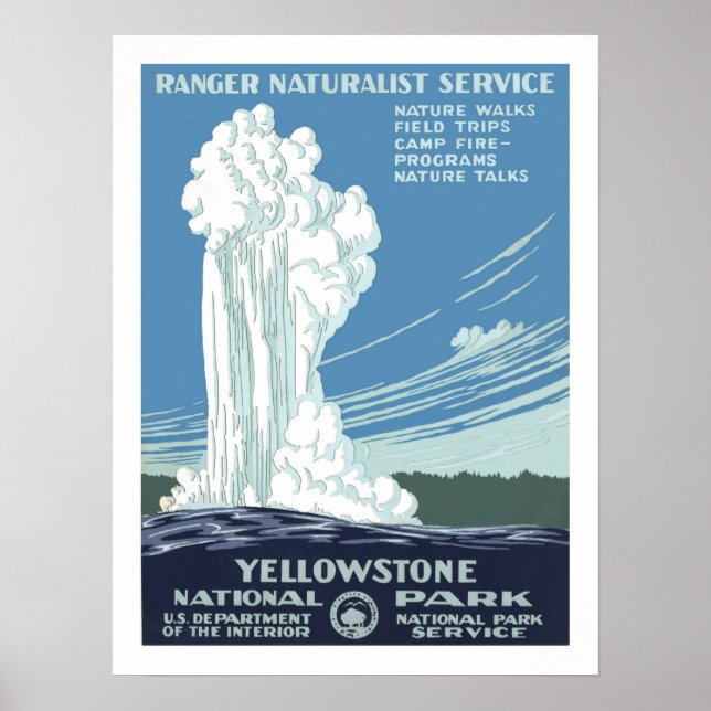 Poster Viagens vintage Yellowstone (Frente)