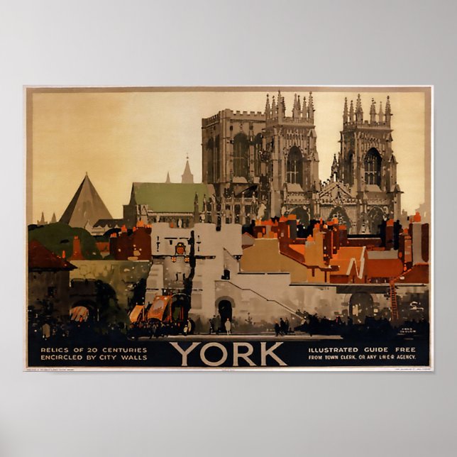 Póster Viagens vintage York City Walls Inglaterra (Frente)