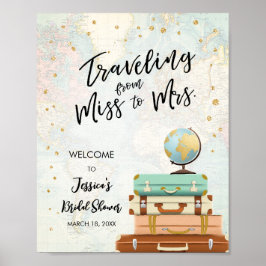 Poster Viajando Miss à Sra. Viagem Chá de panela Bem-vind
