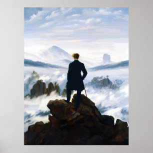 Poster Viajante acima do Mar de Névoa, Caspar D Friedrich