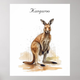 Poster Viajante do Outback: Canguru em aquarela personali