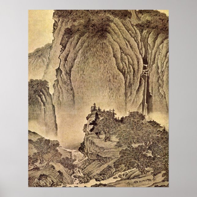 Poster Viajantes nas montanhas por Fan Kuan (Frente)