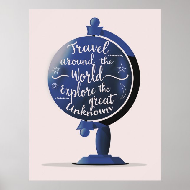 Poster Viajar Pelo Mundo Explorar o Grande Desconhecido (Frente)
