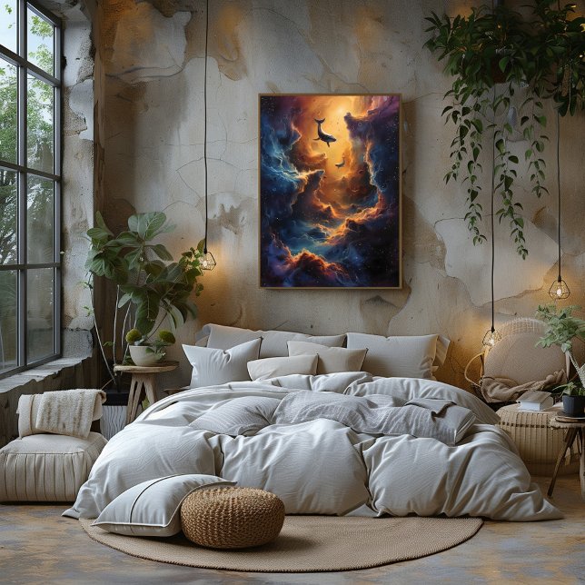 Póster Viaje Cósmico de Ballenas El Abrazo de la Nebulosa (Criador carregado)