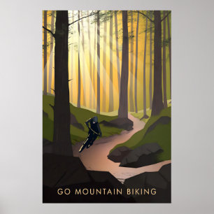 Poster Viaje de Bicicleta de Montanha Cartaz de Viagem