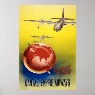 Póster Vias aéreas do império de Qantas