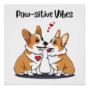 Póster Vibes Corgis Apaixonados