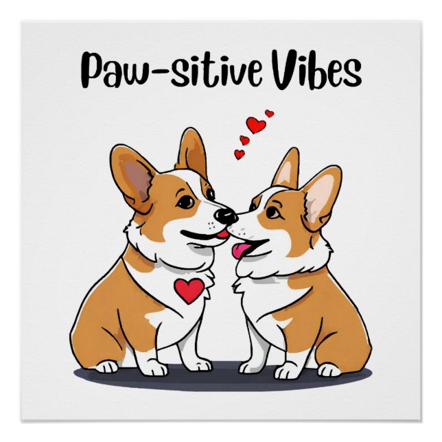 Póster Vibes Corgis Apaixonados (Frente)