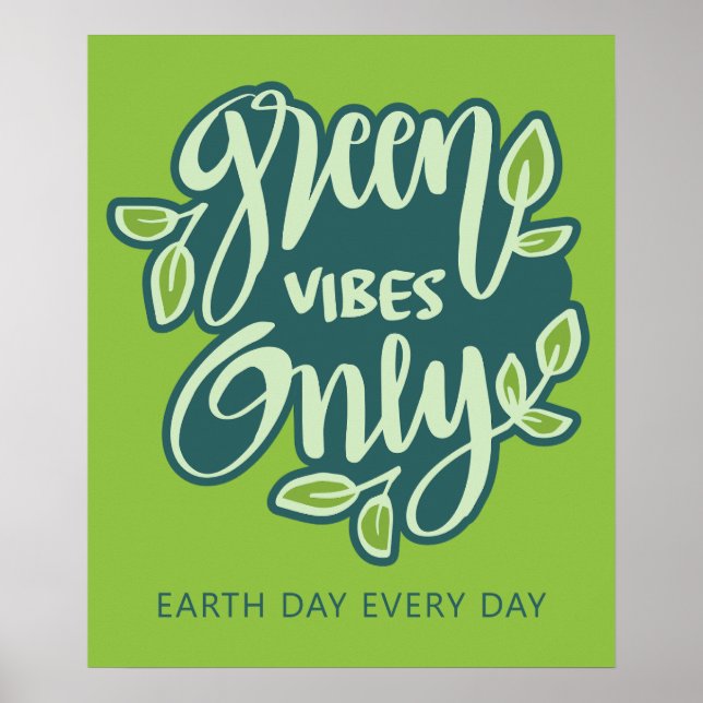 Poster Vibes verdes de texto personalizados (Frente)