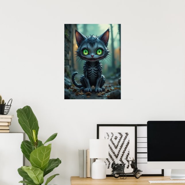 Poster Víblias de Floresta Encantada de Halloween de Gato (Escritório em casa)