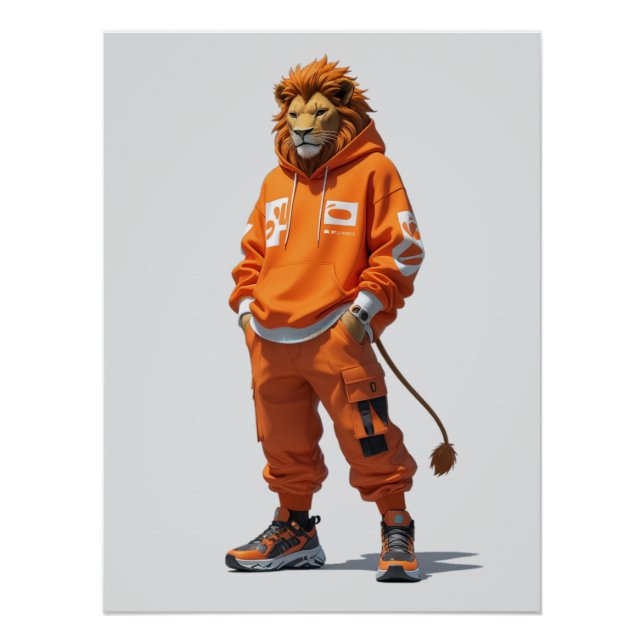 Póster Víblias de leão urbano - Design de roupa de rua fu (Frente)