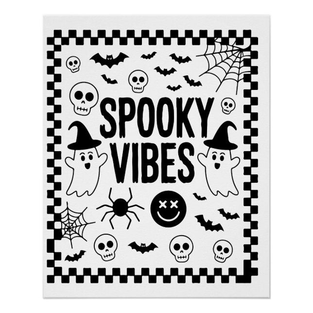 Póster Vibrações Assustadoras Halloween Retrô (Frente)
