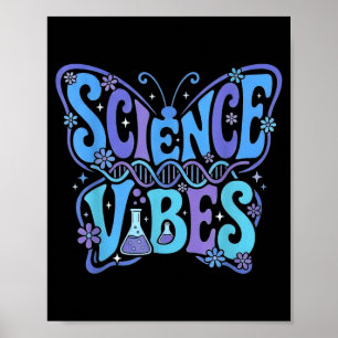 Poster Vibrações científicas groovy primeiro dia de volta