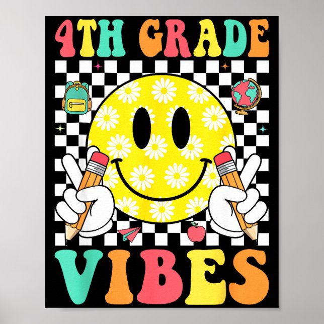 Poster vibrações da 4ª série sorriso retrô rosto professo (Frente)