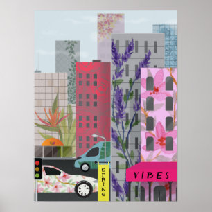 Poster Vibrações da Cidade da Primavera Arte Urbana Flo