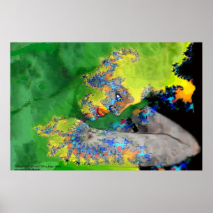 POSTER VIBRAÇÕES DA MATÉRIA, MULHER FRACTAL EM AMARELO VE