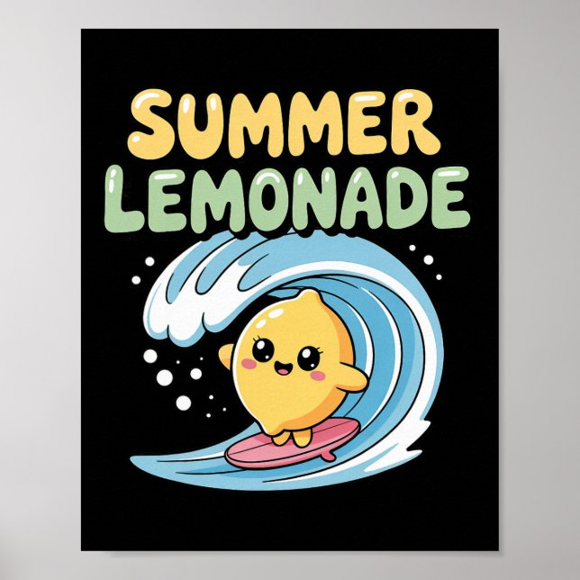 Poster Vibrações de Limonada de Verão Ondas de Limão de S (Frente)