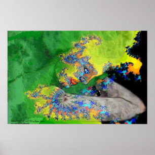 POSTER VIBRAÇÕES DE MATÉRIA, MULHER FRACTAL NO AMARELO VE