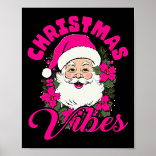 Poster Vibrações de Natal Antigo Rosa Papai Noel Diversão