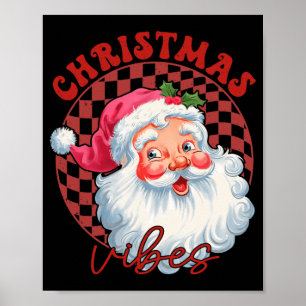 Poster Vibrações de Natal do Papai Noel Vermelho Vintage