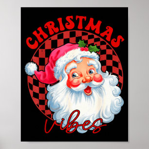 Poster Vibrações de Natal do Papai Noel Vermelho Vintage 