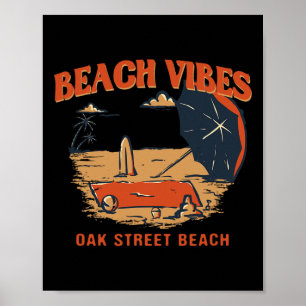 Poster Vibrações de Praia Oak Street Beach Verão Illinois