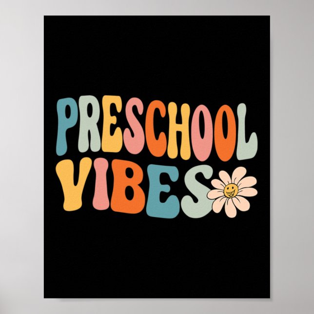 Poster Vibrações de Pré-Escola Fofo Retro Volta às Aulas  (Frente)