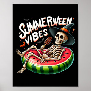 Poster Vibrações de Summerween Esqueleto Assustador Praia