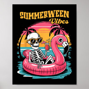 Poster Vibrações de Summerween Esqueleto Férias de Verão