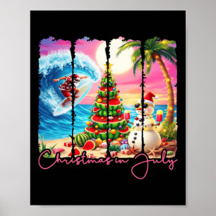 Poster Vibrações de Verão Natal em Julho Santa Surfando V