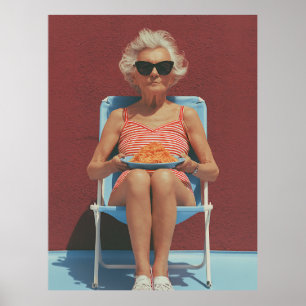 Poster Vibrações de Verão Retro – Retrato de Mulher Idosa