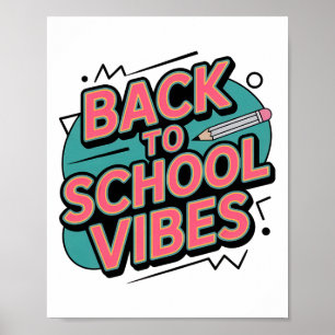 Poster Vibrações de Volta às Aulas Lápis Retro Primeiro D