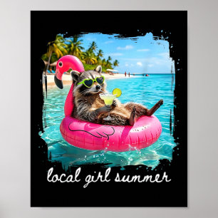 Poster Vibrações divertidas de verão guaxinim mulheres me