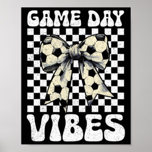 Poster Vibrações do Dia do Jogo Laço Groovy Coquette Fute