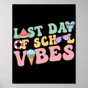 Poster Vibrações do Último Dia de Aula Verão Retro Profes