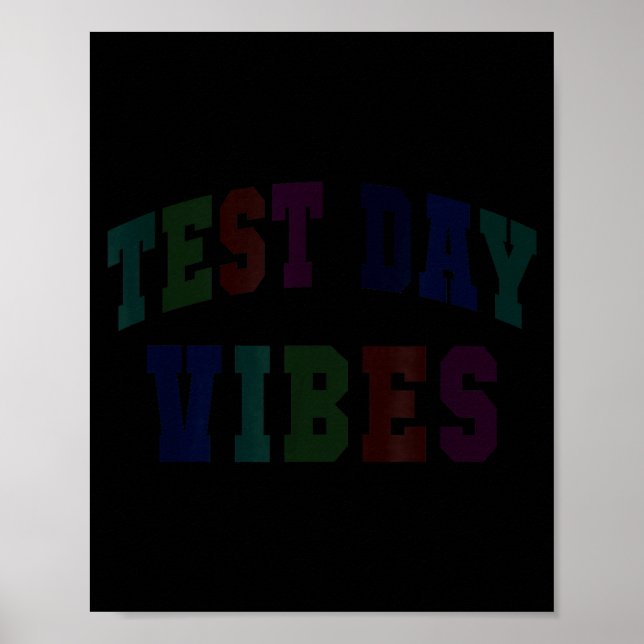 Poster Vibrações engraçadas de dia de teste testando prof (Frente)