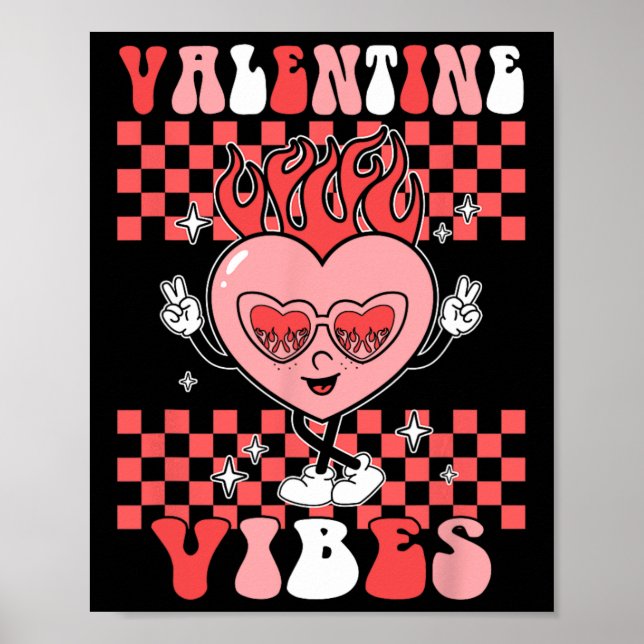 Poster Vibrações Groovy de Dia dos Namorados Presente Ret (Frente)