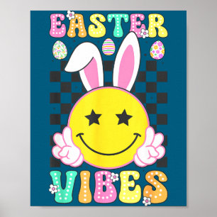 Poster Vibrações groovy de Páscoa coelho dia de Páscoa so