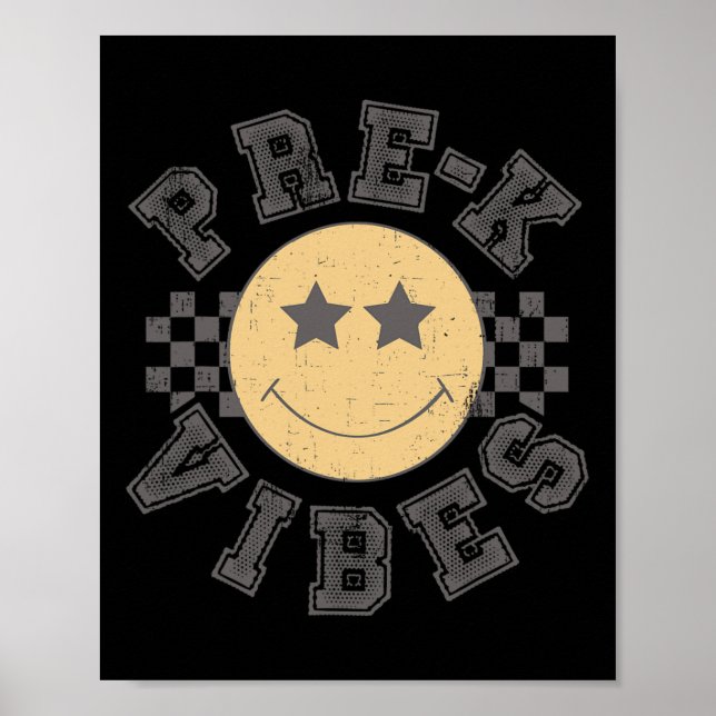 Poster Vibrações Retro Pré-jardim de Infância Professor A (Frente)