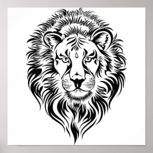Poster Vibrant Abstract Lion 