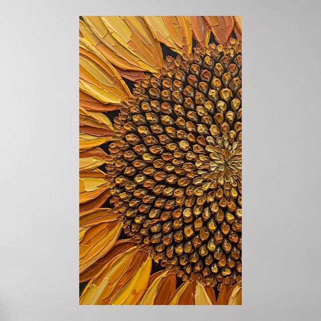 Poster Vibrant Abstract Sunflower Impasto (Frente)