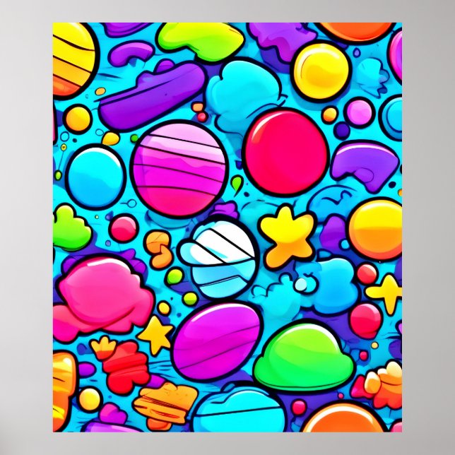 Poster Vibrant Abstrato Candyland (Frente)