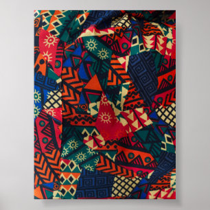 Poster Vibrant African Geometric Tribal Abstract Pattern 