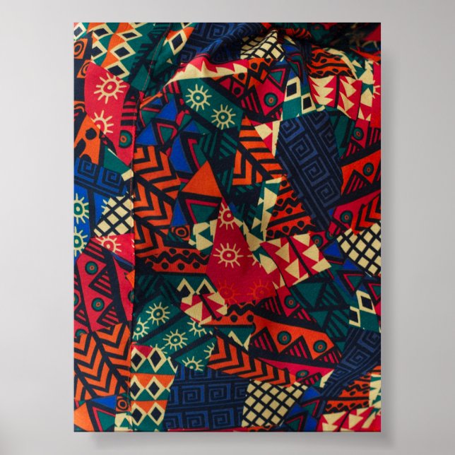 Poster Vibrant African Geometric Tribal Abstract Pattern  (Frente)