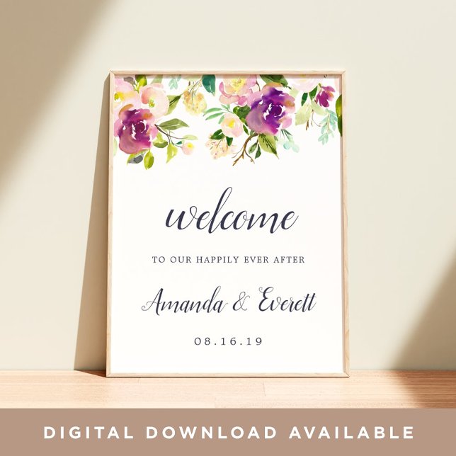 Póster Vibrant Bloom Wedding Welcome (Criador carregado)