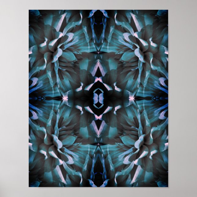 Poster Vibrant Blue Dahlia Flower Abstrato Art (Frente)