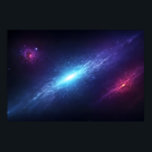 Poster Vibrant Blue Galaxy Supernova Outer Space<br><div class="desc">Open a spectacular, luminous window to the infinite cosmos right on your wall with this breathtaking space exploration poster. This horizontal artwork draws you deep into the universe, showcasing a brilliant, glowing blue supernova explosion. The intense central light beautifully illuminates the surrounding dark void, revealing majestic purple and magenta nebula...</div>