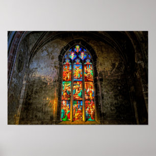 Poster Vibrant Colorful Stained Glass Window