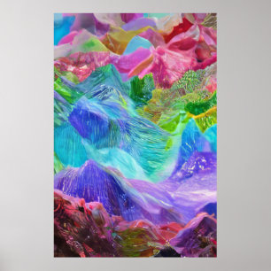 Poster Vibrant Crystal Mountain Abstrato